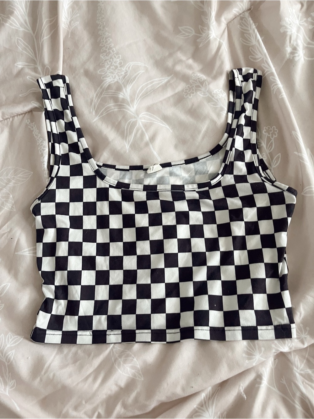 checkered crop tank top